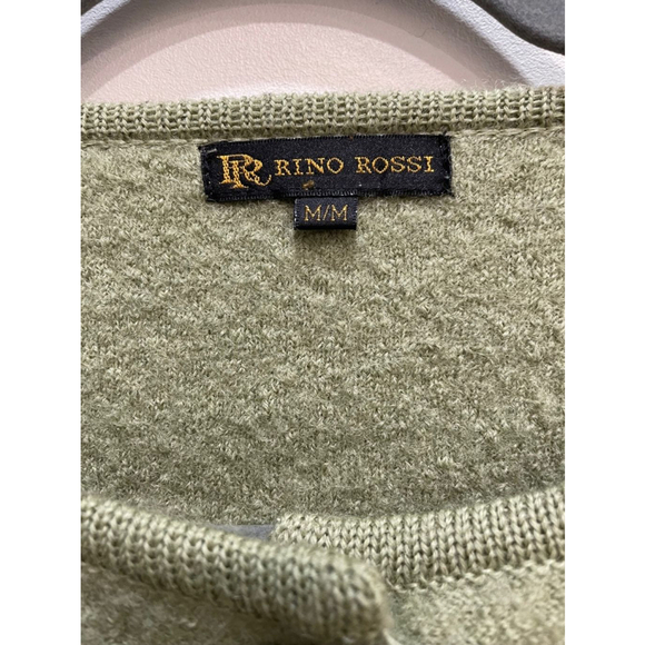 Vintage Rino Rossi Boiled Wool Jacket Cardigan Button Up Floral Cutout Green M - Picture 2 of 16